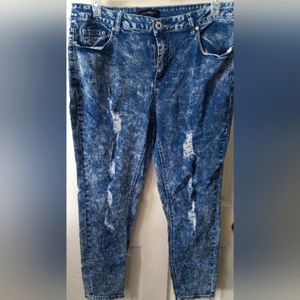 Ashley Stewart Blue Stone Wash Distress Denim Jeans (18)